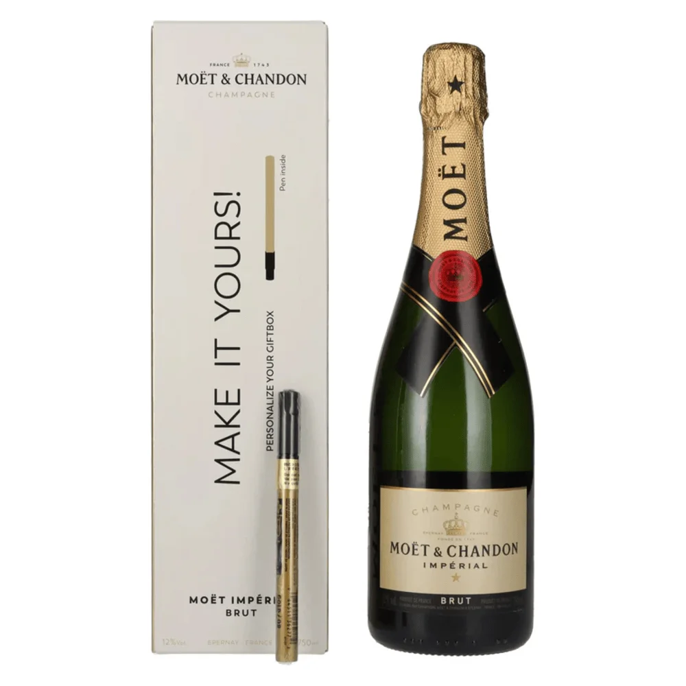 Champagne Brut Imperial Moët & Chandon with a golden pen + GB 0,75 l
