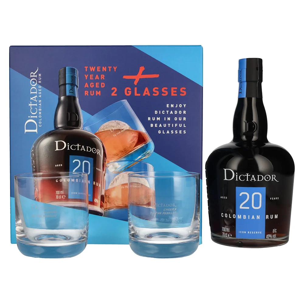 Rum Dictador 20 Y Solera + 2 glasses + GB 0,7 l