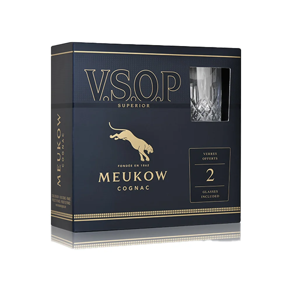 Konjak Meukow VSOP + 2 čaše + GB 0,7 l