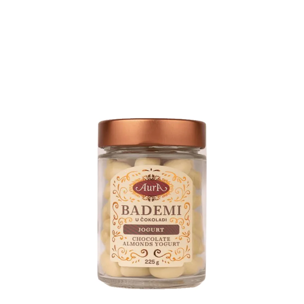 Almonds in white chocolate with yogurt flavor Aura 225 g