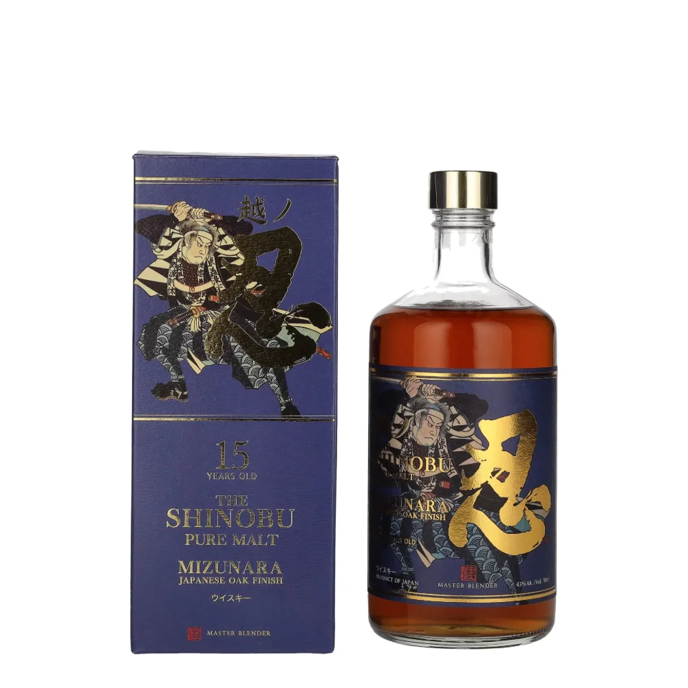 Japanski Whisky The Shinobu Pure Malt 15 Years Old MIZUNARA Japanese Oak Finish + GB 0,7 l