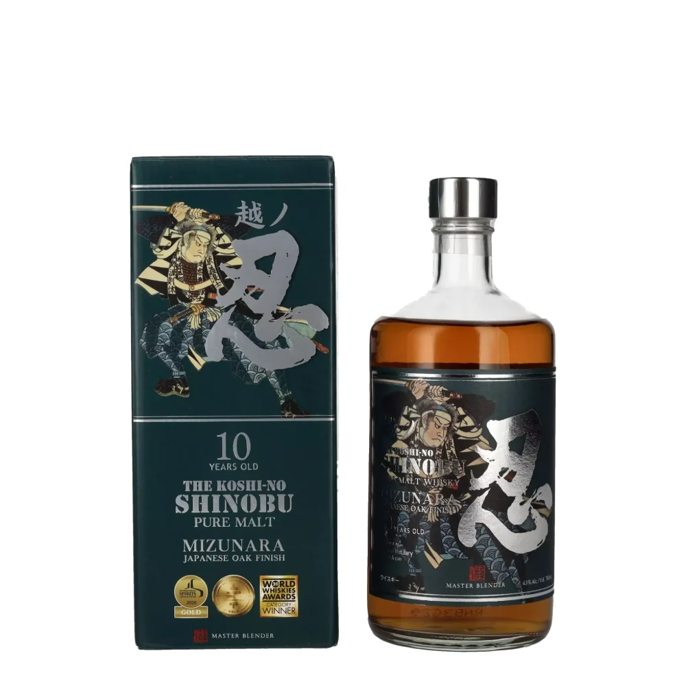 Japanese Whisky The Shinobu Pure Malt 10 Years Old MIZUNARA Japanese Oak Finish + GB 0,7 l