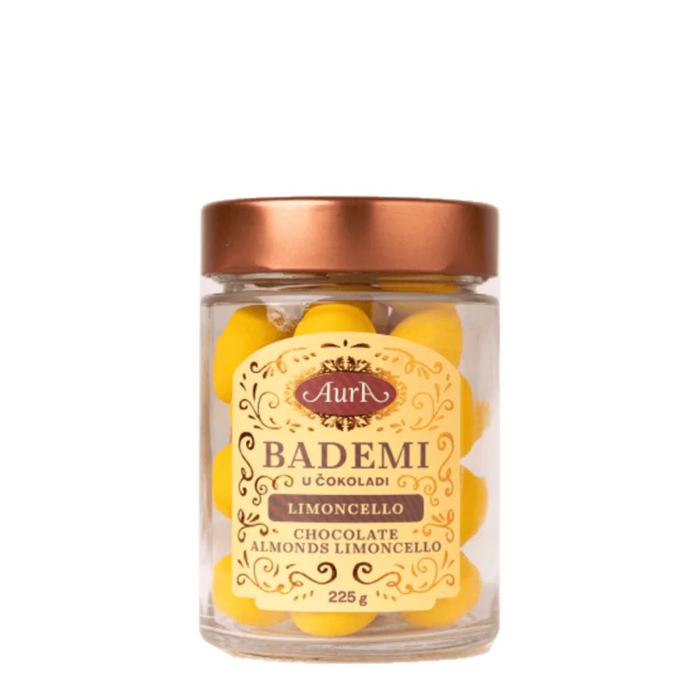Mandlji v čokoladi z okusom limoncella Aura 225 g