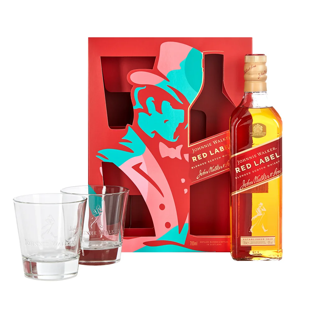 Scotch whisky Johnnie Walker Red Label Whisky + 2 glasses + GB 0,7 l