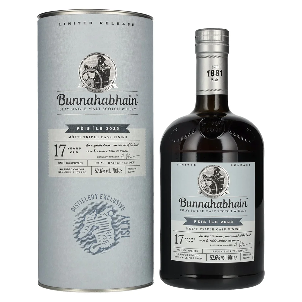 Scotch whisky Bunnahabhain 17y Single Malt MOINE TRIPLE CASK Limited Release Feis Ile 2023 + GB 0,7 l