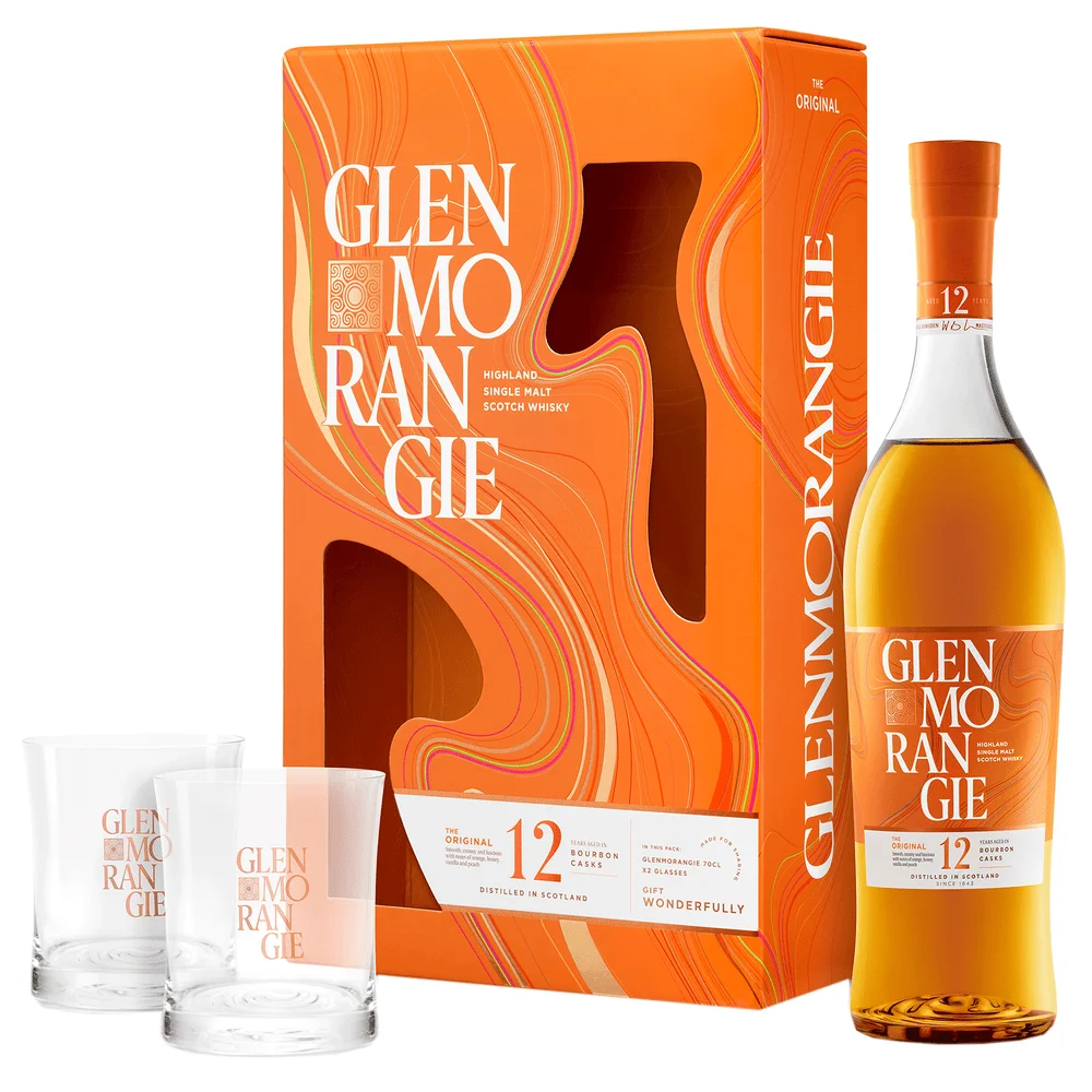 Scotch whisky The Original 12Y Glenmorangie + 2 glasses + GB 0,7 l
