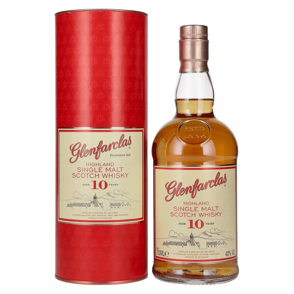 Scotch Whisky Glenfarclas 10 Years Old Highland Single Malt + GB 0,7 l