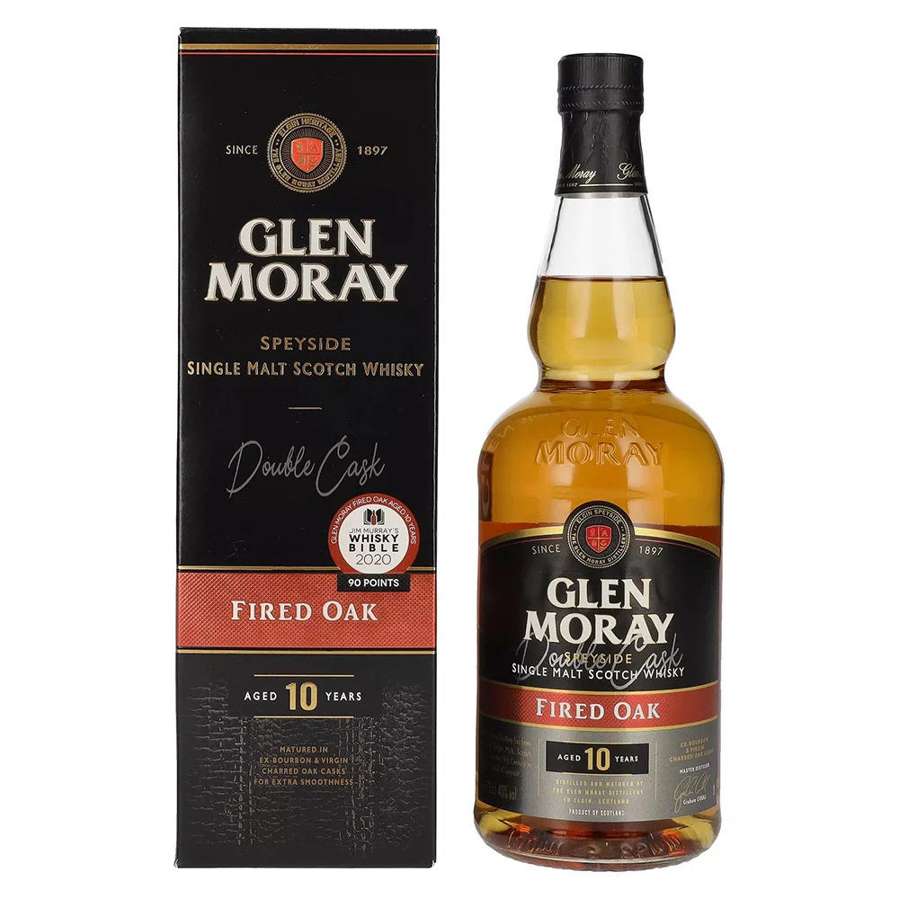 Škotski viski Glen Moray 10 Year Old Fired Oak Single Malt + GB 0,7 l