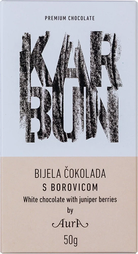 Čokolada Karbun bijela s bobicama kleke Aura 50 g