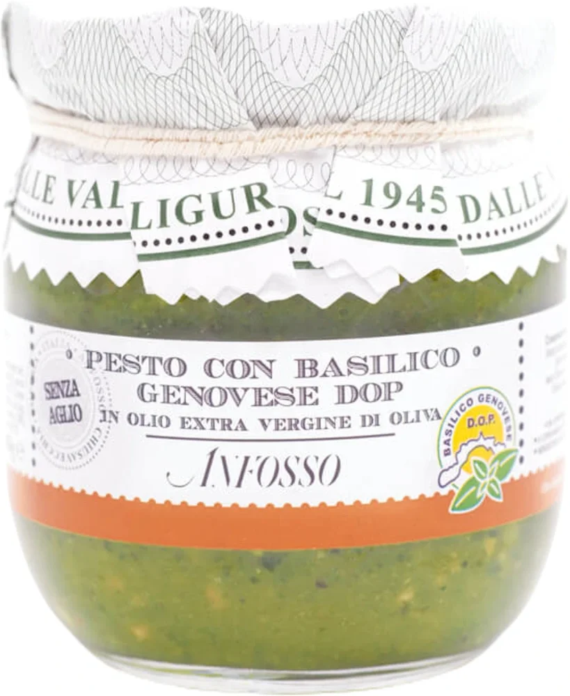 ZELENI PESTO S BAZILIKOM GENOVESE DOP S EKSTRA DEVIČANSKIM OLJČNIM ULJEM OLIO ANFOSSO 180 g