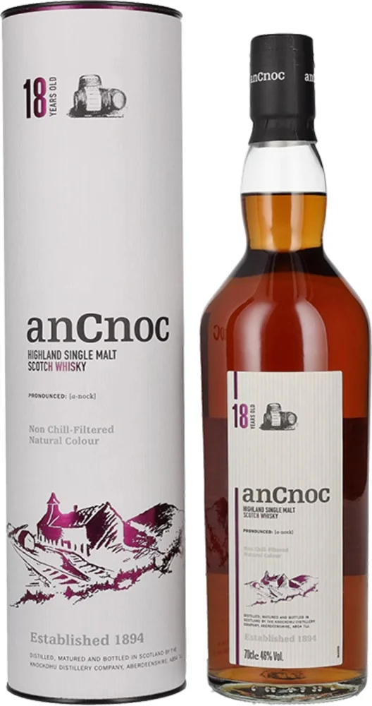 Škotski viski AnCnoc 18 Years Old Highland Single Malt + GB 0,7 l