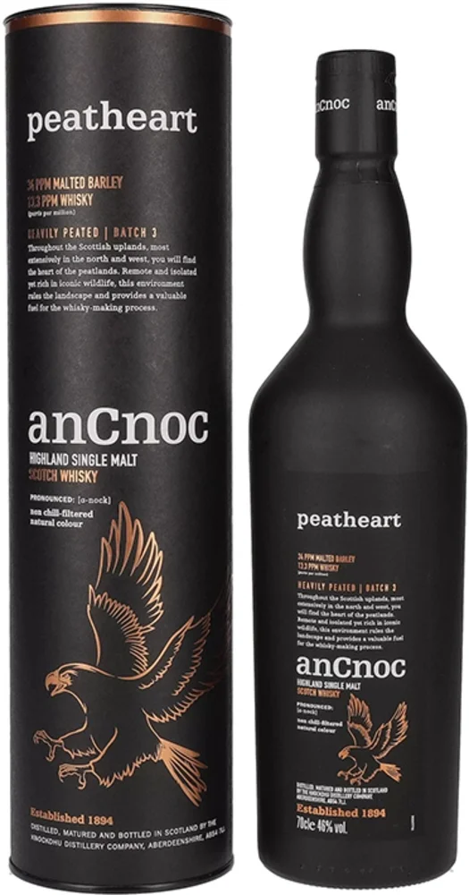 Scotch Whisky AnCnoc PeatHeart Heavily Peated Batch 3 + GB 0,7 l