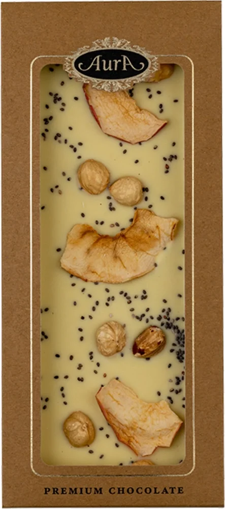 Čokolada Bela Mix (Lešnik, Jabolka, Chia) Aura 120 g