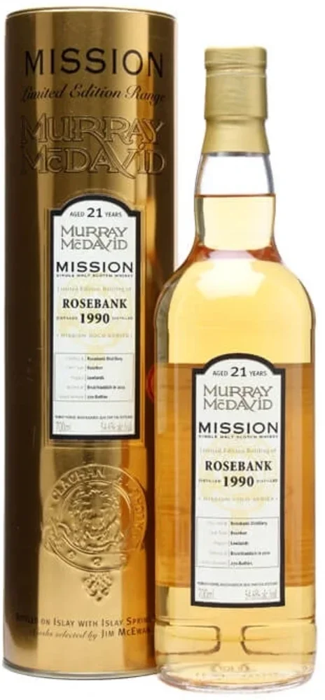 Scotch Whisky Murray McDavid Mission 21 Year Old Rosebank 1990 + GB 0,7 l