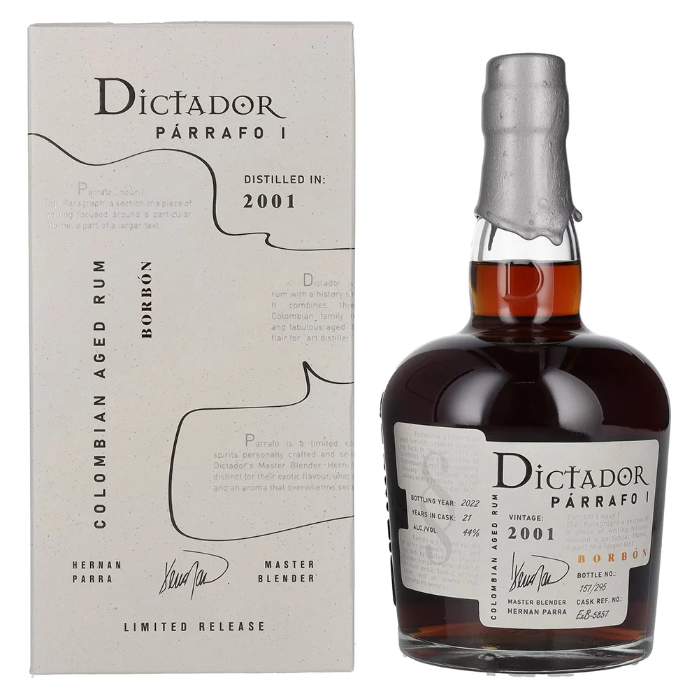 Rum PARRAFO I 21 Years Old BORBON Vintage 2001 Dictador + GB 0,7 l