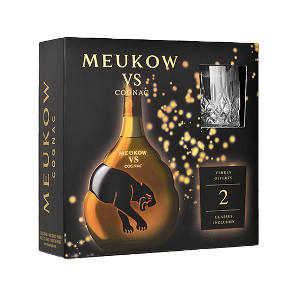 Cognac Meukow VS + 2 glasses + GB 0,7 l