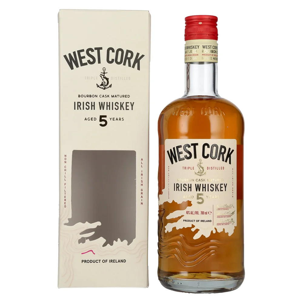 Irish Whisky West Cork Distillers 5y Bourbon Cask Finish + GB 0,7 l