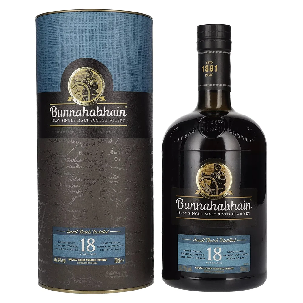 Scotch whisky Bunnahabhain 18y Single Malt + GB 0,7 l