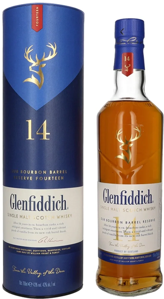 Scotch whisky Glenfiddich 14 yo BOURBON BARREL RESERVE + GB 0,7 l