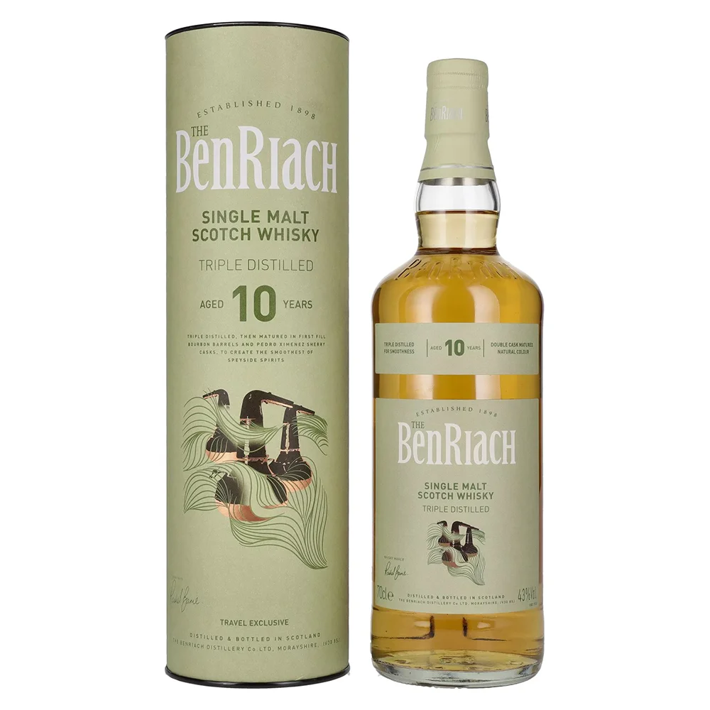 Škotski viski BenRiach 10Y Triple Distilled Double Matured + GB 0,7 l