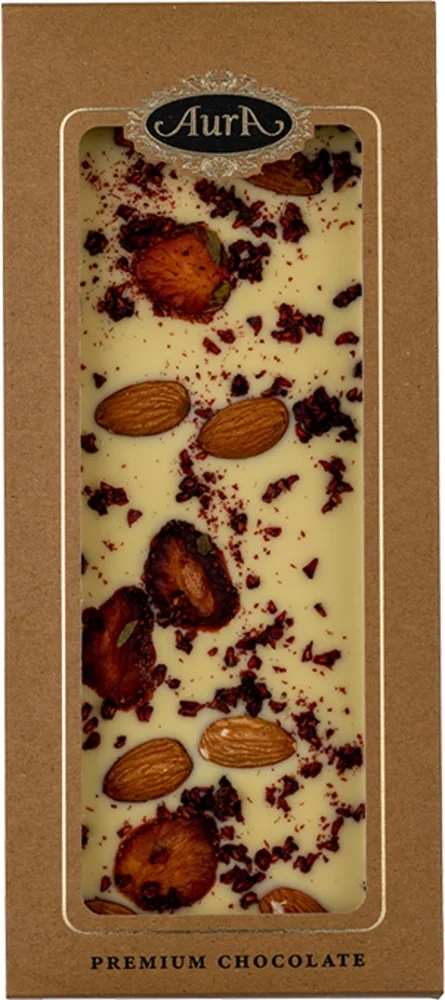 Čokolada Bijela Mix ( Bademi, Jagoda, Malina) Aura 120 g