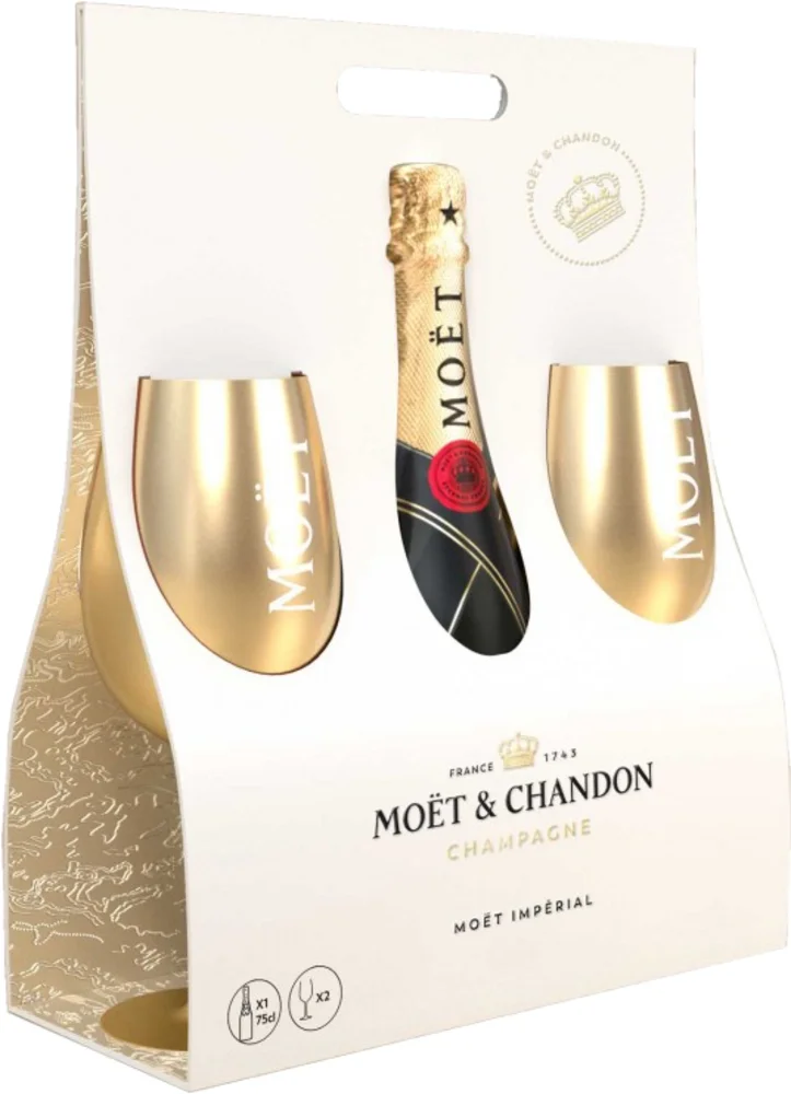 Champagne Brut Imperial Moët & Chandon + 2 Čaše Gold 0,75 l
