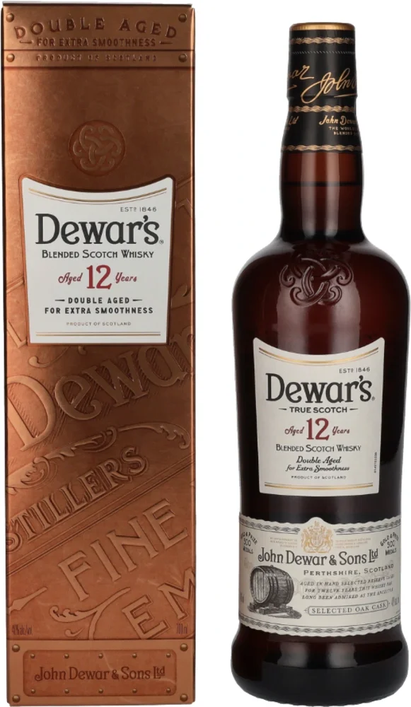 Scotch whisky Dewars 12yo Blended Double Aged + GB 0,7 l