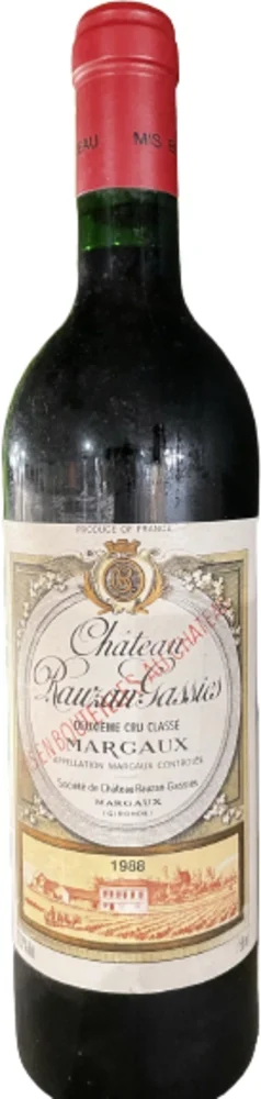 Wine Margaux 1988 Chateau Rauzan-Gassies 0,75 l