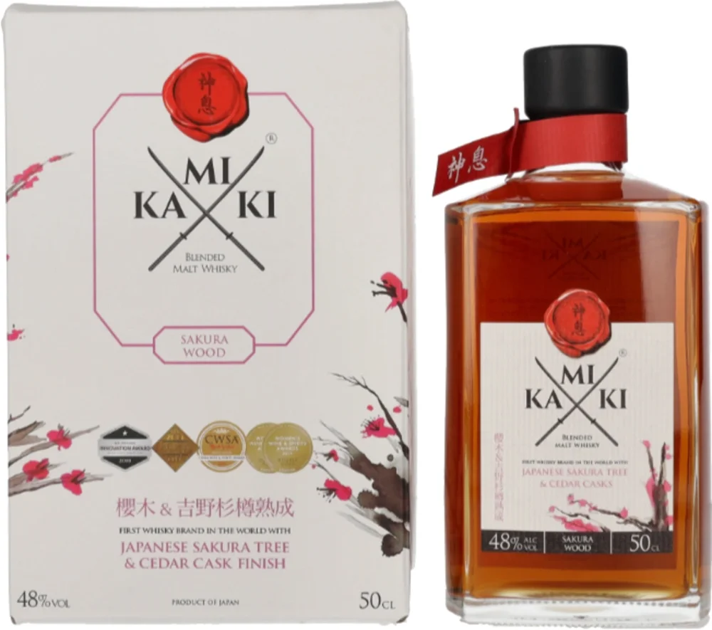 Japanski viski KAMIKI Blended Malt Whisky Sakura Cask Finish + GB 0,5 l