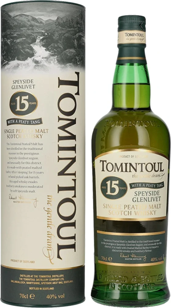 Škotski viski Tomintoul 15 Peaty Tang + GB 0,7 l