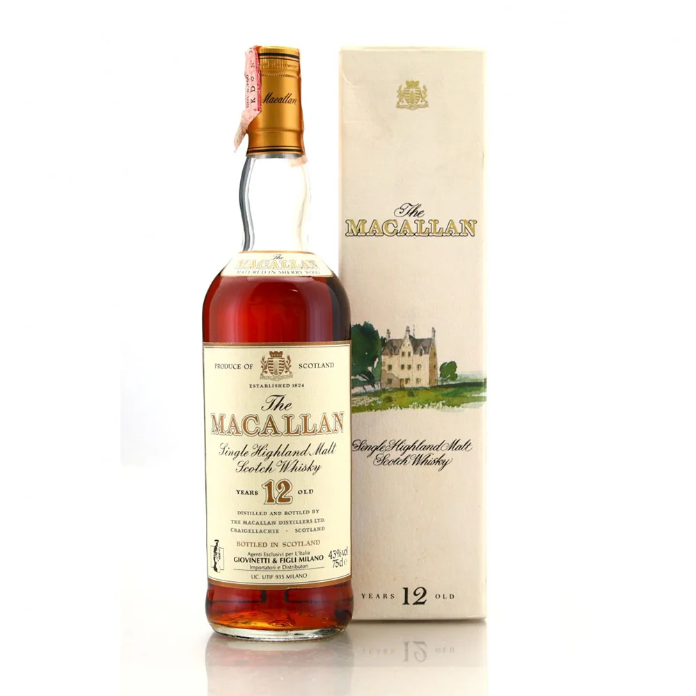 Scotch Whisky The Macallan 12 Year Old 1980s (Giovinetti Import) + GB 0,75 l