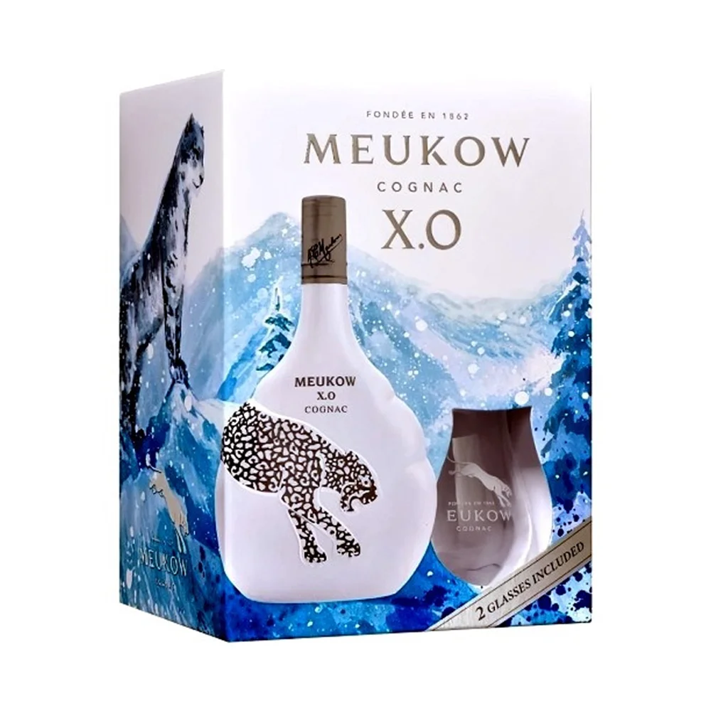 Konjak Meukow XO Ice Panther + 2 čaše + GB 0,7 l