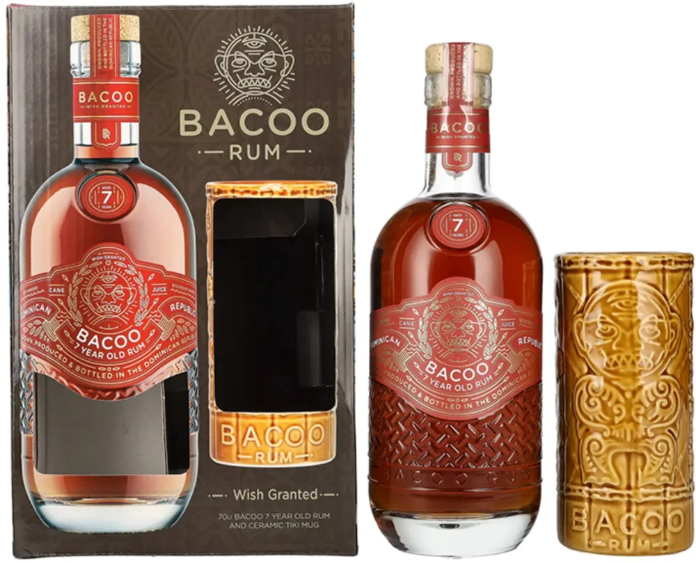 Rum Bacoo 7 years + čaša + GB 0,7 l