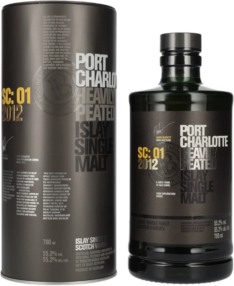 Scotch Whisky Port Charlotte SC:01 Heavily Peated Islay Single Malt 2012 + GB 0,7 l