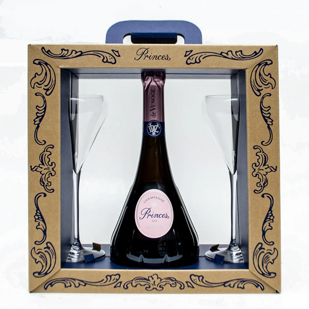 Champagne Princes Rose GB + 2 glasses De Venoge 0,75 l
