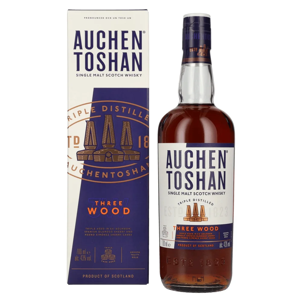 Škotski viski Auchentoshan Three Wood Single Malt Scotch + GB 0,7 l