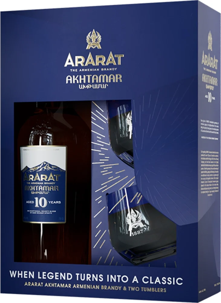Vinjak Brandy Ararat 10 + 2 čaše + GB 0,7 l